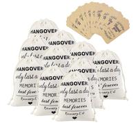 FOONEA 10 PCS Bachelorette Party Favor Hangover Kit Bags(5'' x 7'') and Gift Tags Cotton Drawstring for Wedding Welcome Holiday Survival Recovery Bridesmaid Gifts