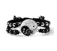 FOOOZ 2Pcs/set Dragon Tai Chi Gossip Braided Bracelet for Women Men Best Friends Adjustable Yin Yang Bracelets Fashion Couple Jewelry,Black,1