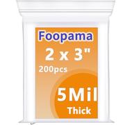 Foopama 200 PCS 2" x 3" Thick 5 Mil Small Clear Zip Poly Lock Plastic Bags Seal Reclosable Zip Bag Heavy-Duty Jewelry Earrings Necklace Ring Coin Beads Pill Zipper Bags