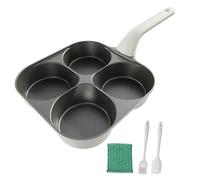 Foorey Home Egg Pan Upgraded Titanium Coating 4-Cup Nonstick Fried Omelette Pan with Ergonomic Handle Breakfast Skillet Pancake Gas Stove and Induction Compatible (1, White)