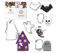 Foose Cookie Cutters Haunted House Cookie Cutter 5 Piece Set, Ghost, Skull, Tombstone, Metal, USA