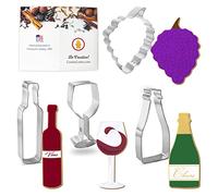 Foose Cookie Cutters Wine Tasting Cookie Cutter 4 Pc Set, 4-5 in, Grapes, Tin Plate Steel, USA