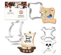 Foose Pirate Cookie Cutters 3 Piece Set with Recipe Card, Made in USA