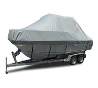 FOOSKOO Boat Cover 17-27ft Jumbo Cruiser Boat-Cover Heavy-Duty Marine Water Sun proof UV Protection Fish-Ski VHull Mooring Cover (Color : 25ft - 27ft Grey)