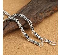 FOOSKOO Men's Necklace Pure Silver 4mm Thick Necklace S925 Sterling Silver Necklace with Gift Box Gift Lots of Luck