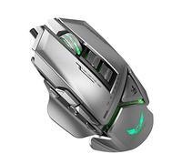 FOOSKOOSB Gaming Mice Wired Mechanical Macros Define 11 Programmable Keys 3200 DPI Adjustable Gaming Mouse with Cool LED Light