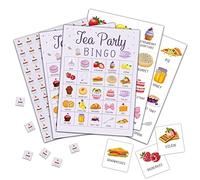 Foosproea Tea Party Bingo Cards, Let’s Par-Tea Game for 24 Players, Garden Tea Party Games for Family Friends Activities, Holiday Party Favors Supplies Decorations(05)