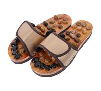 Foot Acupoint Stimulation Massage Slippers Size 39-40 Pebble Brown | Fake Leather, Plastic and Pebble Build, Indoor and Outdoor Use, Comfortable Feel for Beginners