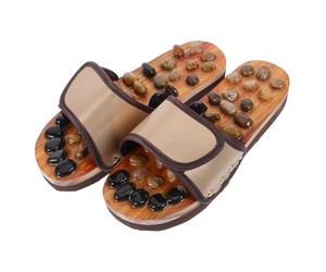Foot Acupoint Stimulation Massage Slippers Size 39-40 Pebble Brown | Fake Leather, Plastic and Pebble Build, Indoor and Outdoor Use, Comfortable Feel for Beginners