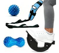 Foot and Calf Stretcher Kit for Plantar Fasciitis Relief - Yoga Stretch Strap Improves Strength, Spiky Massage Balls, Hamstring & Achilles Stretcher, Portable Home Physical Therapy Equipment
