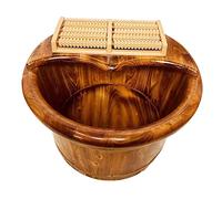 Foot Bath Basin with Foot Massager, Thick Wooden Cube, Sleep Aid Foot Spa, Suitable for Family Spa Pedicure, Foot Bath, Massage, Spa, Sauna, Soaking Massage with Lid