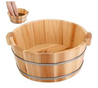 Foot Bath Bowl, Wooden Pedicure Bowl Spa Massage Foot Soaking Tub Bath Basin Remove Dead Skin for Home Sauna Care 14.2x6.3inches