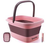 Foot Bath Collapsible Foot Soak Tub,Beinilai Collapsible Foot Bath Basin,Multifunction Plastic Basin with Handles,Foot Tub for Soaking Feet-Pink
