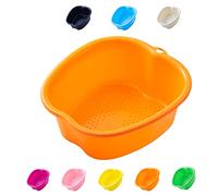 Foot Bath spa Bowl, Home Foot Spa Tub, Thick Sturdy Plastic Foot Soaking Bath Basin for Pedicure, Detox and Massage, Perfect to Soak Your Feet, Toe Nails and Ankles (Orange)