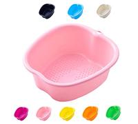 Foot Bath spa Bowl, Home Foot Spa Tub, Thick Sturdy Plastic Foot Soaking Bath Basin for Pedicure, Detox and Massage, Perfect to Soak Your Feet, Toe Nails and Ankles (Pink)