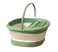 Foot Bath Tub Foldable Thickened Portable Foot Soaking Basin with Massage Points for Home Apartment Dormitory Plastic 39.5x34x19cm (Green White)
