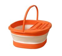 Foot Bath Tub Foldable Thickened Portable Foot Soaking Basin With Massage Points For Home Apartment Dormitory Plastic 39.5x34x19cm (Orange White)