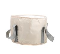 Foot Bath Water Bag Foldable Polyester Large Capacity Beige | Aluminum Film Insulation Cotton Peva Waterproof Membrane, Reinforced Sewing, Lightweight Carry for Camping Picnic