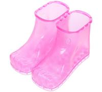 Foot Bathing Shoes 1 Pair PVC High Tube Foot Soak Massage | Wear Resistant Leak Proof Design, Home and Shop Use, Rose Red Small Size 16.5cm