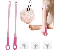 Foot Brush with Long Handle, Long Handle Foot Scrubber,Silicone Skin Lotion Applicator - Ergonomic Toe Cleaner Brush for Elderly and an