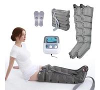 Foot Circulation 6 Cavity Electric Air Compression Massager Machine, Lymphatic Drainage Massager Legs, Compression Boots Calf Massagers for Circulation, Adjustable Pressure (Grey, 2legs+Waist)
