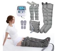 Foot Circulation 6 Cavity Electric Air Compression Massager Machine, Lymphatic Drainage Massager Legs, Compression Boots Calf Massagers for Circulation, Adjustable Pressure (Grey, 2legs+2arms+Waist)