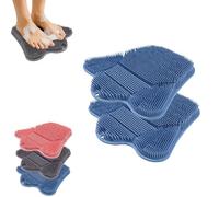 Foot Cleaner & Massager - Shower Scrubber with Non-Slip Suction Cups, Exfoliating Dual-Texture Surface Cleans/Smooths Feet Without Bending - Improves Circulation & Soothes Tired Feet (Blue, 2PCS)