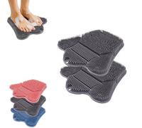 Foot Cleaner & Massager - Shower Scrubber with Non-Slip Suction Cups, Exfoliating Dual-Texture Surface Cleans/Smooths Feet Without Bending - Improves Circulation & Soothes Tired Feet (Grey, 2PCS)