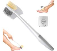 Foot Cleaning Brush with Long Handle, Multifunctional Silicone Toe Scrubber, Body Shower Washer for Wet or Dry Brushing, No Dead Corners Bath Brush for Seniors, Women, Men, Elderly