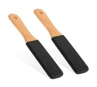 Foot File,Foot Files for Hard Skin,2PCS Exfoliating Pedicure Rasp Foot Scrubber with Wooden Handle Hard Skin- Premium Beech Wood & Silicon