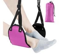 Foot Hammock for Flight, Airplane Foot Rest, Adjustable Plane Foot Hammock for Provides Relaxation and Reduce Swelling, Airplane Hammock for Flight Bus Home Office Under Desk (Rose Red)