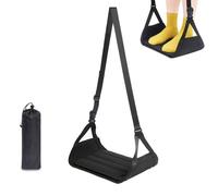 Foot Hammock for Flight, Airplane Foot Rest Portable with Support Plates by Memory Foam & Bamboo Airplane Footrest Adjustable Travel Essentials for Plane, Car, Train, Office
