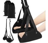 Foot Hammock for Flight Portable Plane Leg Hammock Adjustable Flight Foot Rest Lightweight Airplane Essentials Provides Relaxation and Comfortable for Long Flights Office Under Desk Car (2 Pcs Black)
