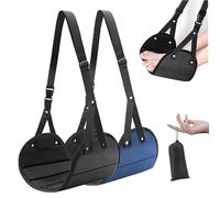 Foot Hammock for Plane Travel, Airplane Foot Hammock, Adjustable Foot Rest Sling with Memory Foam, Airplane Gadgets Travel Essentials for Long Time Flight (Black+Navy)