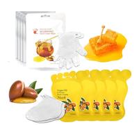 Foot Mask Hand Mask Honey and Almond Argan Oil Hydrating Moisturizing Skin Care 5 Pairs Gloves & 5 Pairs Socks Masks Intensive Peeling Repairing Masks 10 Packs for Women Dry Cracked Skin Elitzia