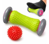 Foot Massage Roller Hard Spiky Ball Set, Plantar Fasciitis Massager, Foot Roller for Tight Muscles, Hands, Arms, Legs, Deep Tissue Trigger Point Relieve Pain and Stress, Massage Equipment (Lime)
