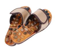 Foot Massage Slippers 39-40 with Pebble Stimulation Size | Home and Office Use, Fake Leather with Pebbles and Plastic, for Beginners, Brown Finish