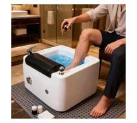 Foot Massage Soaking Basin Commercial Acrylic Feet Bath Basin LED Color Lights Portable Foot Spa Bubble Massage Pedicure Tub Retractable Showerhead for Home & Hotel Use