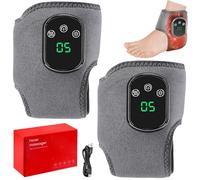 Foot Massager, 2PCS Electric Foot Massagers for Pain and Circulation, Cordless Heated Ankle Brace with 3 Mode and 5 Heat Level, LCD Display Rechargeable Feet Massager