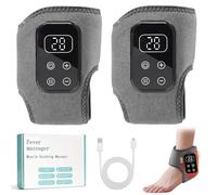 Foot Massager, 3 in 1 Heat Foot Massager, Cordless Ankle Massager with 3 Massage Modes, 5-Speed & 5-Temperature, LED Display Cordless Therapy Foot Massagers for Pain Circulation (2PCS)