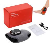 Foot Massager - Ankle Heating Pad | Electric Foot Warmer with 3 Vibration Modes & 5 Heat Levels, Relieving Heated Brace for Circulation, USB Rechargeable Massage Wrap, Grey, 1-Pack