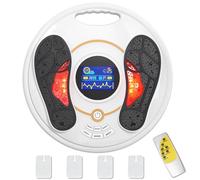 Foot Massager Circulation Machine Blood Booster, EMS Muscle Stimulator 25 Modes 99 Lntensity Scheduled Shutdown 4 TENS Pads for Leg Foot Pain Neuropathy Swollen Ankles feet Relief Plantar Fasciitis