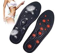 Foot Massager Pads, Slimming Insoles Pain Relief Shoe Pads, Portable Acupressure Shoe Inserts, Foot Magnetic Massage Insoles for Women Men(Black,L)