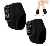 Foot Massagers for Pain and Circulation, 3 in 1 Heated Foot Massager, Rechargeable Ankle and Heel Massager Pad, Portable Cordless Foot Massager with 5 Massage Modes and 6 Heat Levels (2PCS Black)