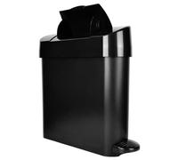 Foot Operated Black Slimline Sanitary Bin 15L - Narrow Design for Narrow Cubicles - Side Opening for Easy Servicing and Waste Disposal - Feminine Hygiene Waste Disposal - Easy to Clean - Robust Design