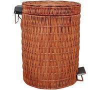 Foot-Operated Eco-Friendly Rattan Woven Trash Can | Creative Wastebasket Garbage Bin for Kitchen, Bathroom, Office | Hands-Free Indoor Waste Paper Basket with Lid for Home Storage.