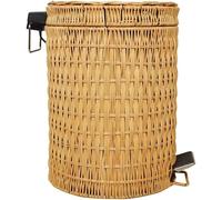 Foot-Operated Eco-Friendly Rattan Woven Trash Can | Creative Wastebasket Garbage Bin for Kitchen, Bathroom, Office | Hands-Free Indoor Waste Paper Basket with Lid for Home Storage.