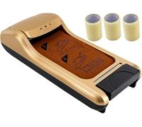 Foot Pedal Automatic Shoes Film Wrap Machine, Portable Automatic Disposable Shoe Cover Dispenser with 3 Rolls Film Refill(3-khaki)