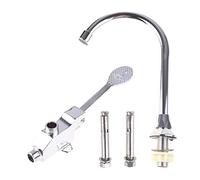 Foot Pedal Control Sink Faucet Vertical Basin Cold Water Faucet Stainless Steel Water Interface Square Hose Attachment
