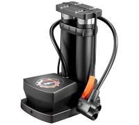 Foot Pedal Portable Pump with Gauge High Pressure Electric Motorcycle Pump for bicycle(Double CylinderGauge)